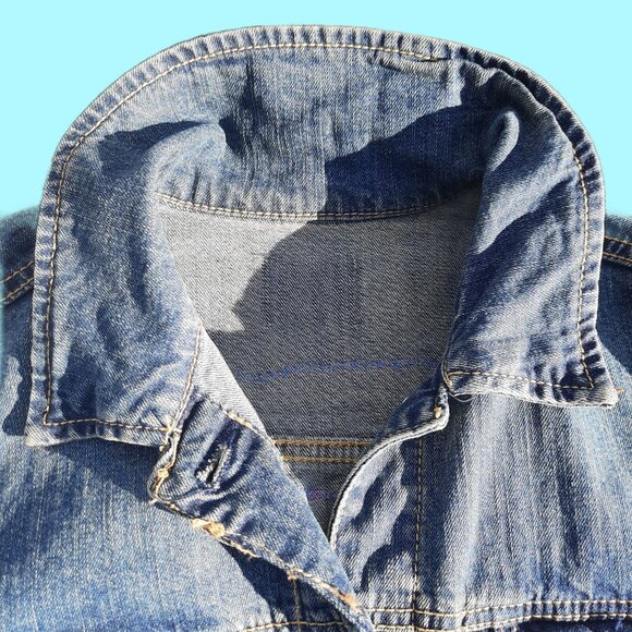 Beaded Boho Upcycled Denim Embellished Jean Jacket Womens S Hippie Festival - Picture 8 of 11